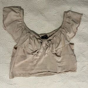 Forever 21 Beige Ruffle Crop Top